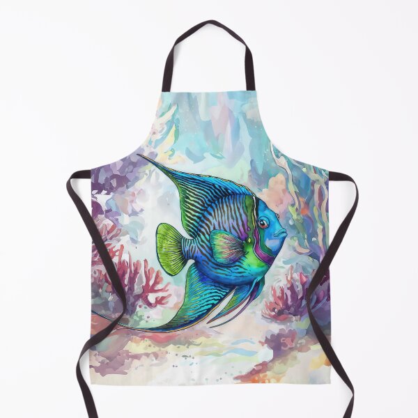 Item preview, MAJESTIC ANGELFISH SAILING OVER CORAL REEF WATERCOLOR 1x1 designed and sold by INNERHARMONY2.