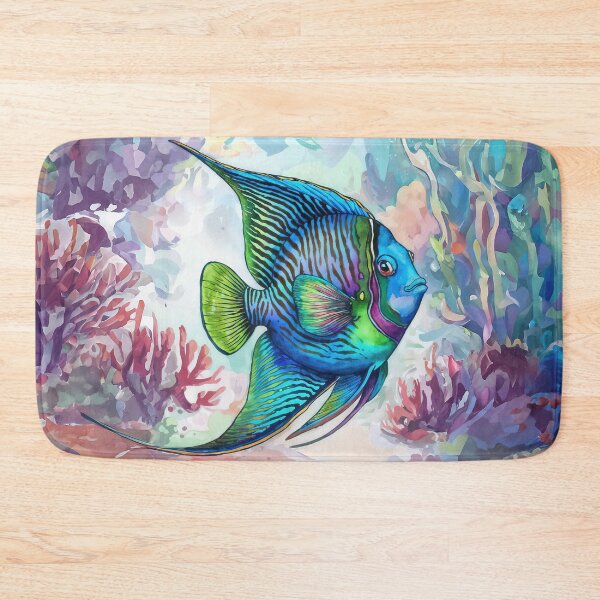 Item preview, MAJESTIC ANGELFISH SAILING OVER CORAL REEF WATERCOLOR 1x1 designed and sold by INNERHARMONY2.