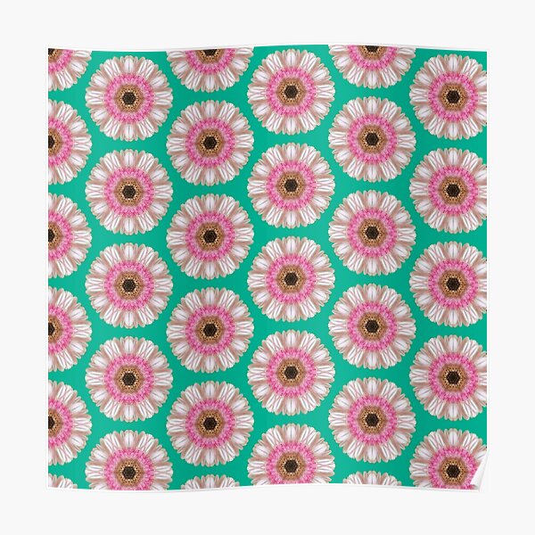 Pink gerbera on jade Poster