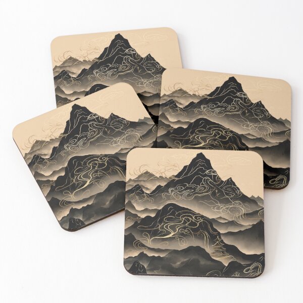 Item preview, Mountains black with gold clouds graphic Asian style designed and sold by Valeripva.