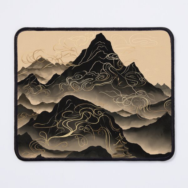 Item preview, Mountains black with gold clouds graphic Asian style designed and sold by Valeripva.