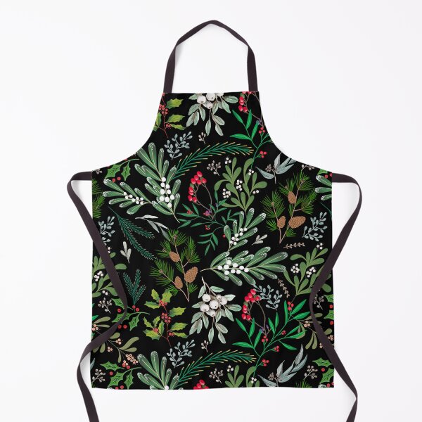 Item preview, Dark Christmas Botanical Leaves Green and Black Pattern designed and sold by Anis Illustration.