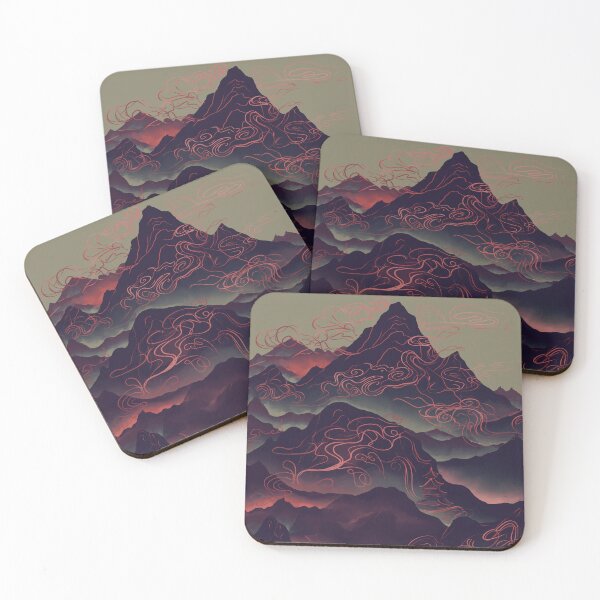 Item preview, Chinese mountains in pink clouds and patterns  designed and sold by Valeripva.