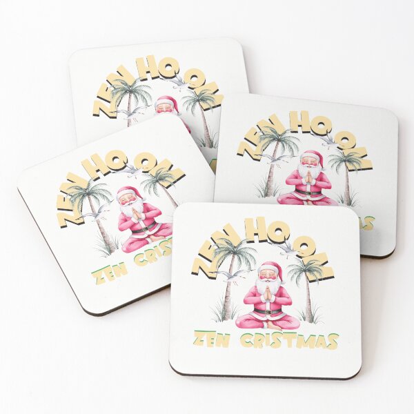 Item preview, Zen Santa: Finding the Zen Ho Om Yellow Pink Christmas Sticker designed and sold by inkfluenceart.
