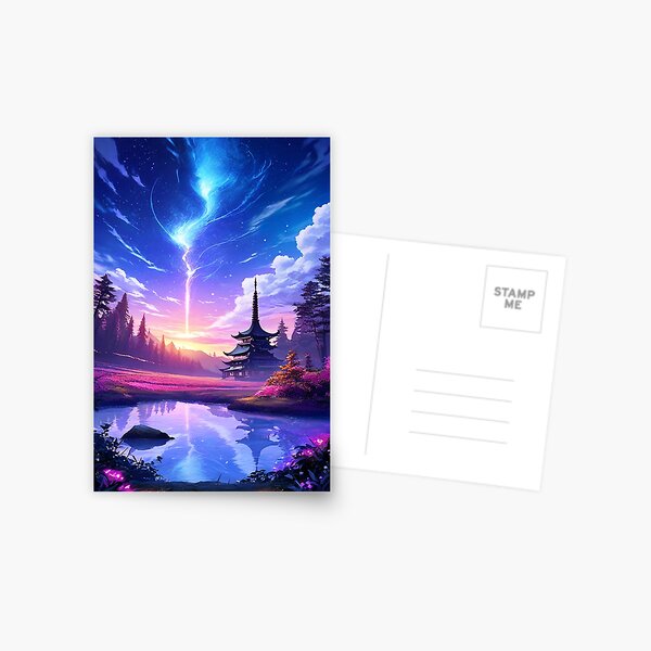 Item preview, Celestial Pagoda at Twilight - Genshin Impact Inspired designed and sold by CreatebyMegs.