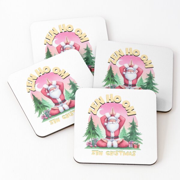 Item preview, Zen Santa: Finding the Zen Ho Om Yellow Pink Christmas STICKER designed and sold by inkfluenceart.