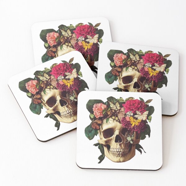 Item preview, Colourful scary skull with flowers designed and sold by Mara's designs.