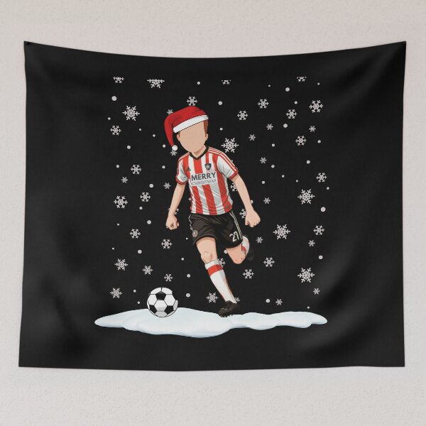 Item preview, Footballer Chrsitmas Design. Red and white derry Soccer Player. Wolves designed and sold by Invisible-Cult.
