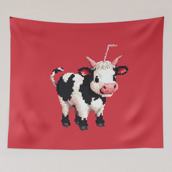 Aperçu de l'œuvre Vache mignonne avec de la paille sur la tête créée et vendue par Anwit.