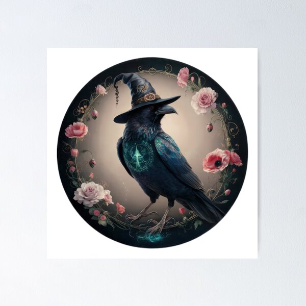 Item preview, halloween Magician Black Raven with Flowers ,halloween Black Raven ,halloween accountant costume ideas,halloween pumpkin,Halloween Hr,halloween illustration designed and sold by Expressions-Sel.