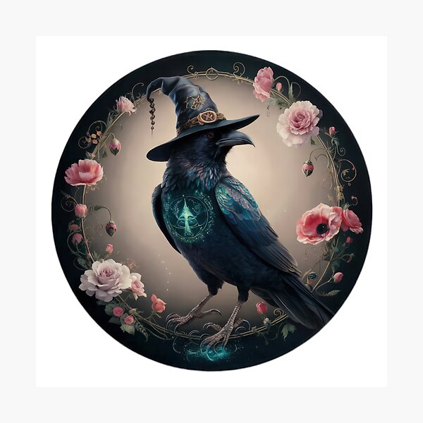 Item preview, halloween Magician Black Raven with Flowers ,halloween Black Raven ,halloween accountant costume ideas,halloween pumpkin,Halloween Hr,halloween illustration designed and sold by Expressions-Sel.