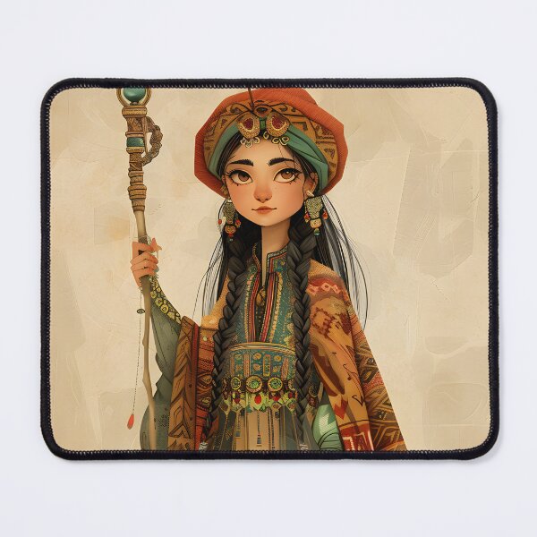 Item preview, Enchanting girl in colorful attire with mystical staff. designed and sold by Artessie.