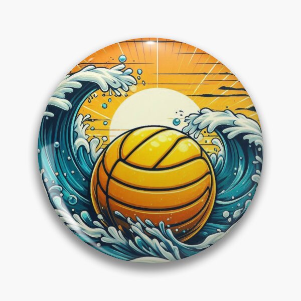 Aperçu de l'œuvre Vagues de ballon de waterpolo et coucher de soleil créée et vendue par waterpoloworld.