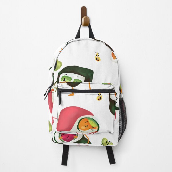 Item preview, Colorful cartoon sushi characters having fun in a playful pattern on a bright white background designed and sold by sandrawarty.