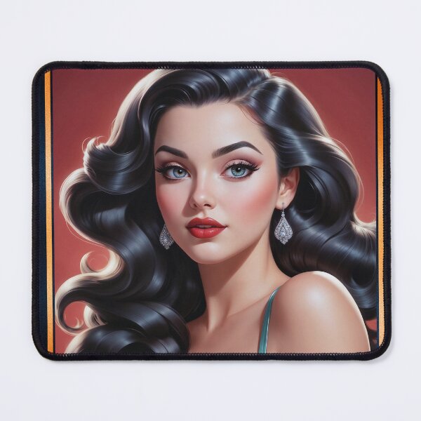 Item preview, Stunning Vintage Hollywood Style Pin-Up Girl Glamour Portrait Captivating AI Concept Art by Xzendor7 designed and sold by Xzendor7 Digital Art Creations.