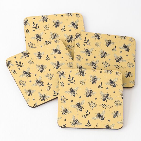 Item preview, Smart bees pattern with flowers designed and sold by Silbays.
