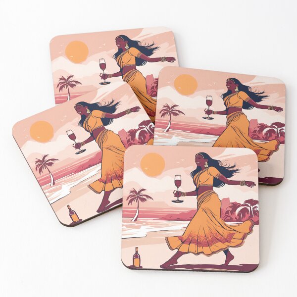 Item preview, Indian Girl Dancing on the Beach with Wine in Hand designed and sold by Sanskrati.