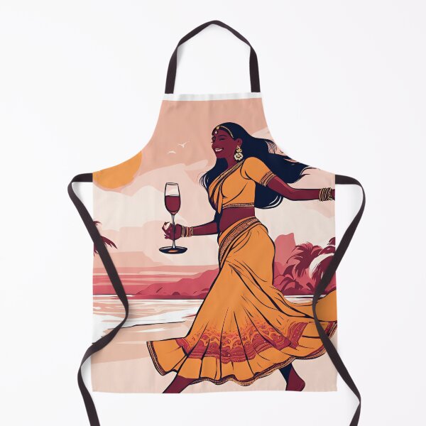 Item preview, Indian Girl Dancing on the Beach with Wine in Hand designed and sold by Sanskrati.