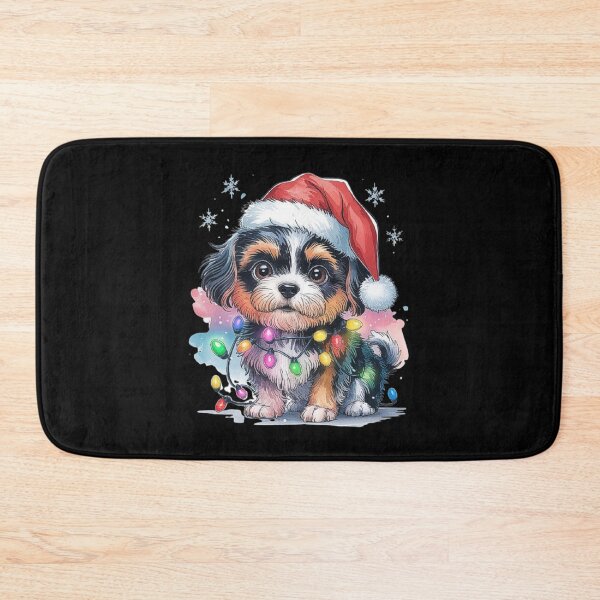 Item preview, Cute Christmas Puppy in Santa Hat with Holiday Lights designed and sold by love3617.