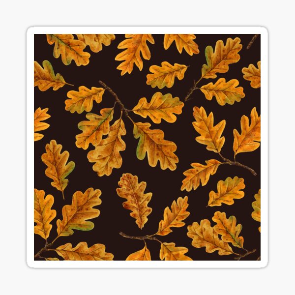 Item preview, Autumnal oak leaves on dark brown designed and sold by Katerina Mitkova Kirilova.