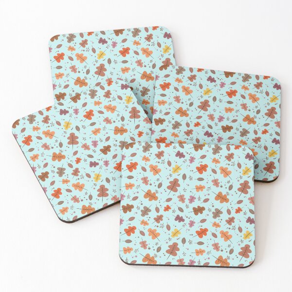 Item preview, Romantic fall of autumn leaves - sky blue background designed and sold by robyna75.