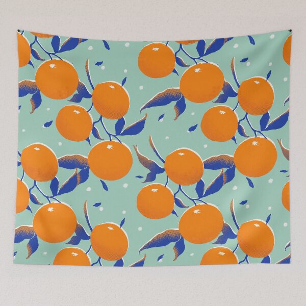 Item preview, Orange pattern, pop art on teal designed and sold by SztuKarola.
