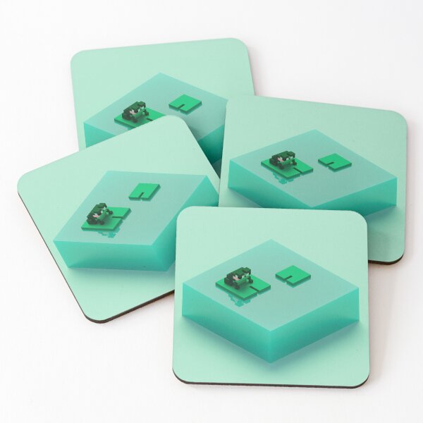 Item preview, Isometric Minimalist Voxel Art Pond With Frog designed and sold by Xiaolan's Art.