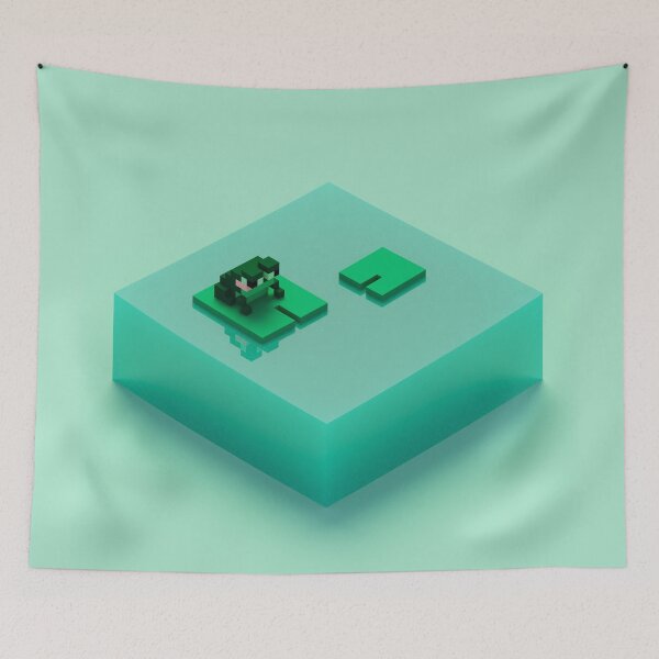 Item preview, Isometric Minimalist Voxel Art Pond With Frog designed and sold by Xiaolan's Art.