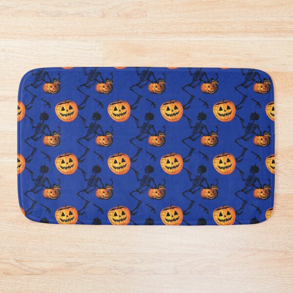 Item preview, Halloween skeleton dancing with jack-o'-lanterns pattern designed and sold by Jasava Shop.