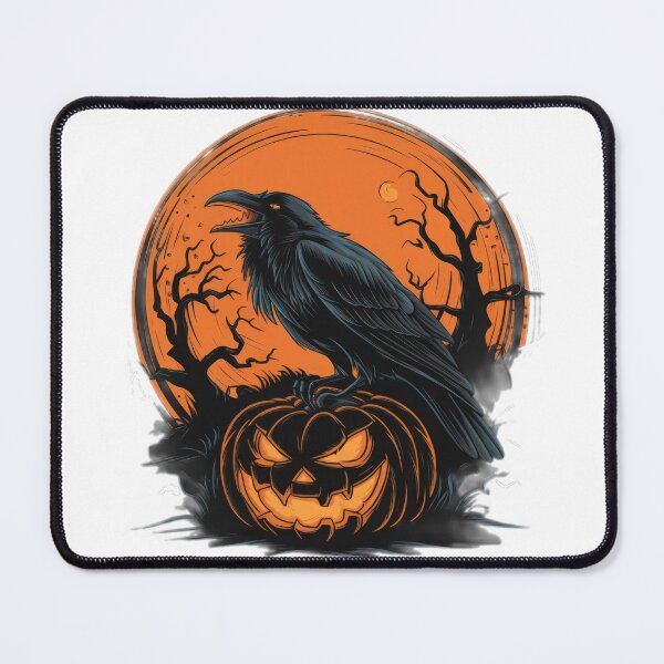 Item preview, halloween Black Raven with Orange Moon and Pumpkin,halloween Black Raven ,halloween pumpkin,Halloween Hr,halloween illustration designed and sold by Expressions-Sel.