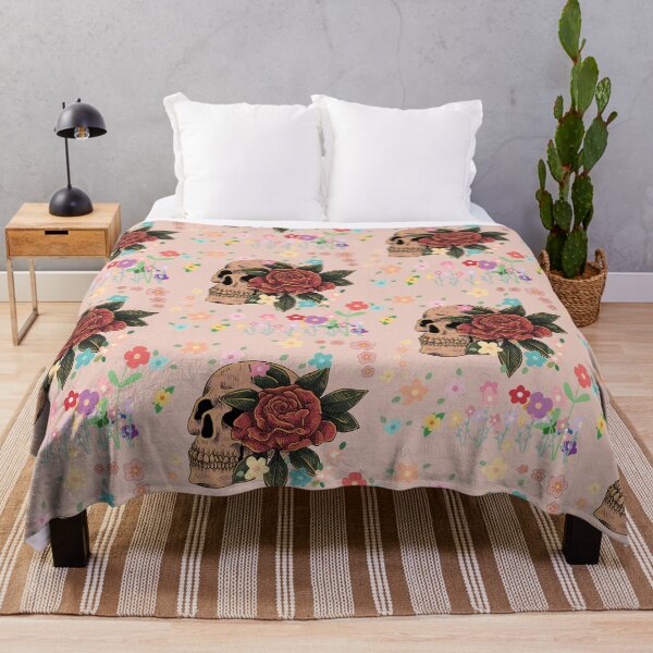 Item preview,  Skull with rose and colorful floral background designed and sold by PholPol1959.