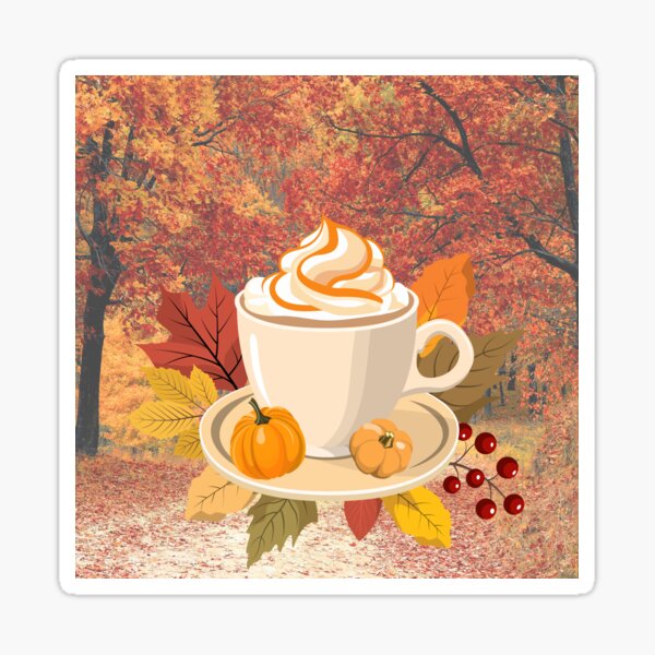 Witchy Leaves Pumpkin Spice Latte Autumn Fall Sticker
