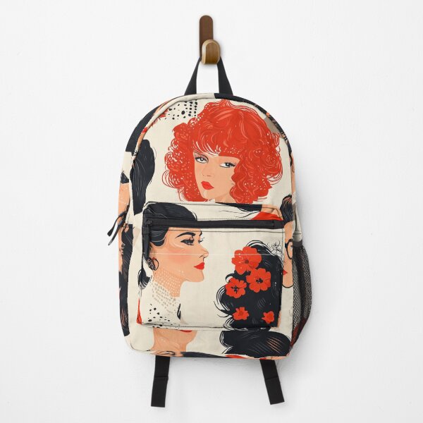 Item preview, Seamless pattern depicting iconic celebrity hairstyles and accessories, arranged in a playful and repeating format designed and sold by Fernnieskillup.