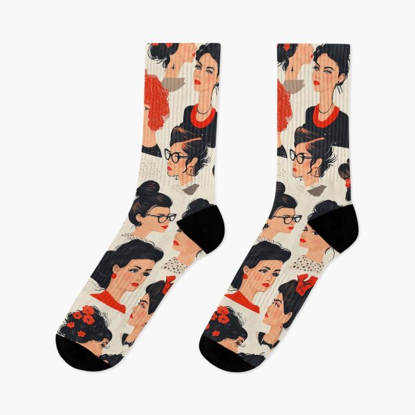 Item preview, Seamless pattern depicting iconic celebrity hairstyles and accessories, arranged in a playful and repeating format designed and sold by Fernnieskillup.