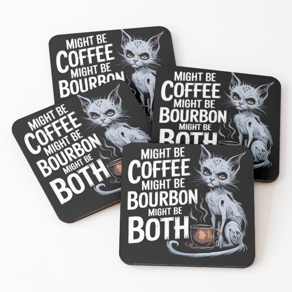 Item preview, Might Be Coffee Might Be Bourbon Funny Cat Drinking designed and sold by PosiMCreations.