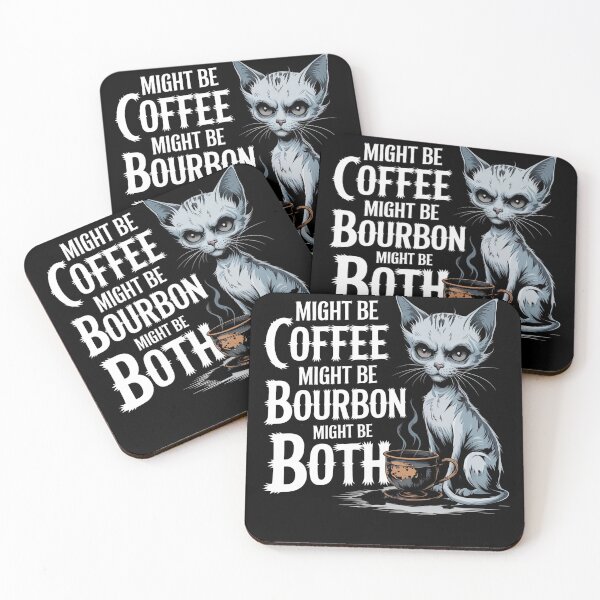 Item preview, Might Be Coffee Might Be Bourbon Funny Cat Drinking designed and sold by PosiMCreations.