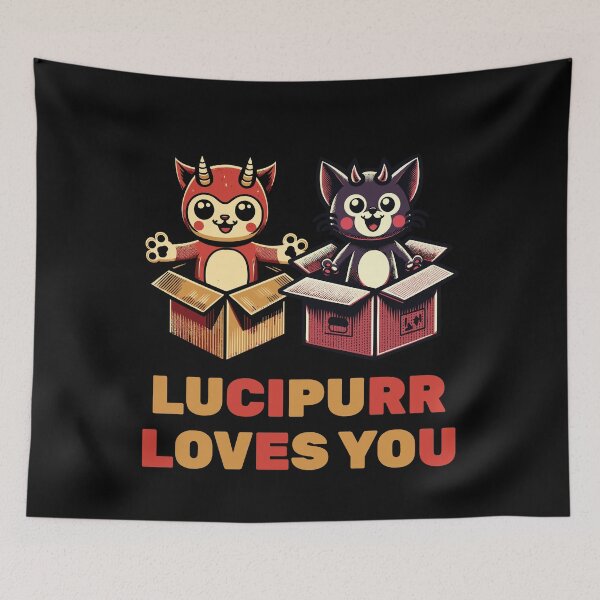 Item preview, Lucipurr Loves You Cartoon Cats designed and sold by LuminOrb.