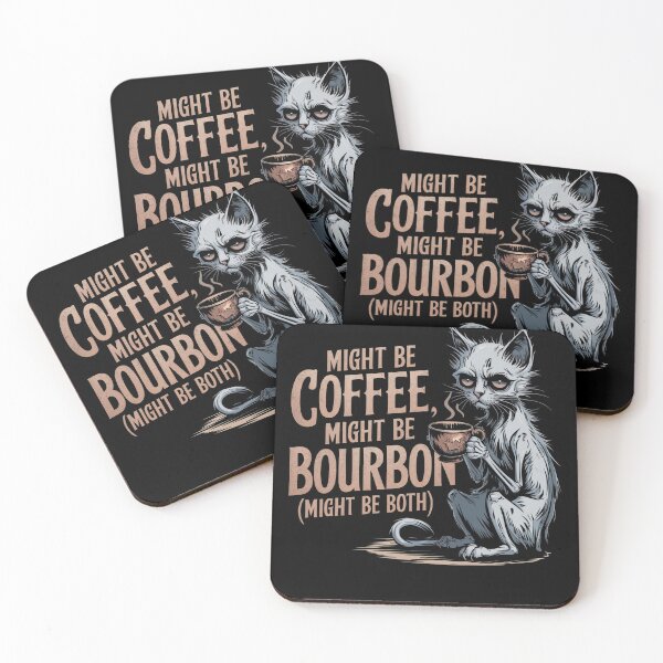 Item preview, Might Be Coffee Might Be Bourbon Funny Cat Drinking designed and sold by PosiMCreations.