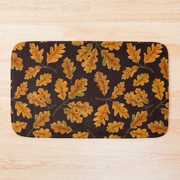 Item preview, Autumnal oak leaves on dark brown designed and sold by Katerina Mitkova Kirilova.