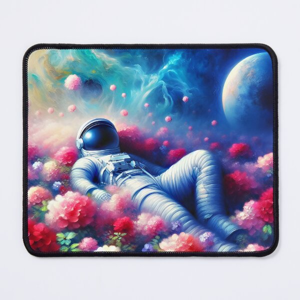Item preview, Astronaut lying among florals designed and sold by EmeraldeaArt.