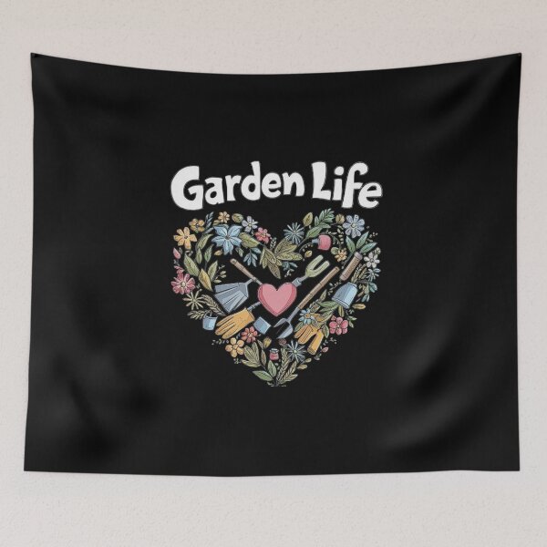Item preview, Garden Life – Heart-Shaped Gardening Tools and Flowers Illustration designed and sold by love3617.