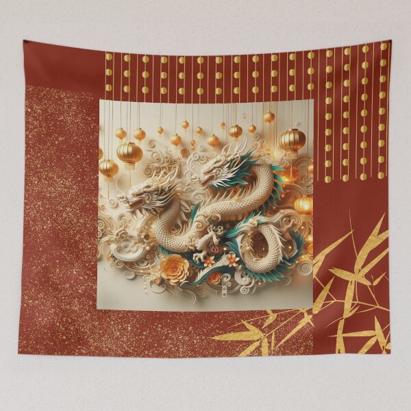 Item preview, Fantasy Dragon zodiac ushering Lunar New Year (silvergoldvisionary) designed and sold by SGVisionary.