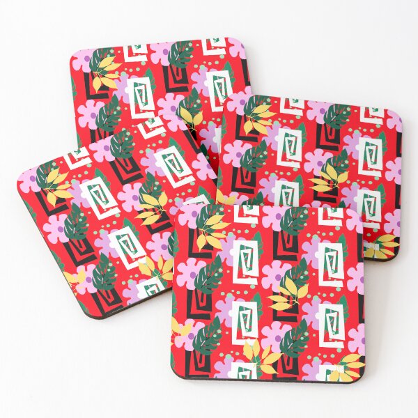 Item preview, Retro Floral with Red Black and White Tiki Pattern designed and sold by Sharon Schwalbe.