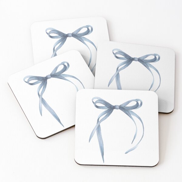 Item preview, Watercolor ribbon, bow. Grey and blue colour Hand drawn coquette style illustration designed and sold by BartolArt.