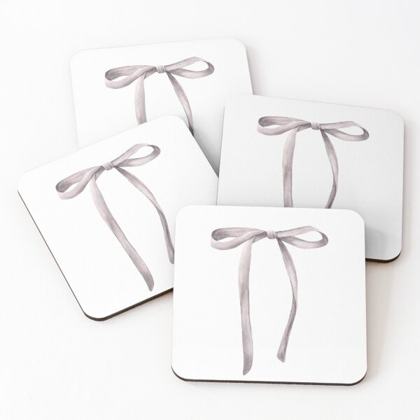 Item preview, Watercolor ribbon, bow. Grey pink colour Hand drawn coquette style illustration designed and sold by BartolArt.
