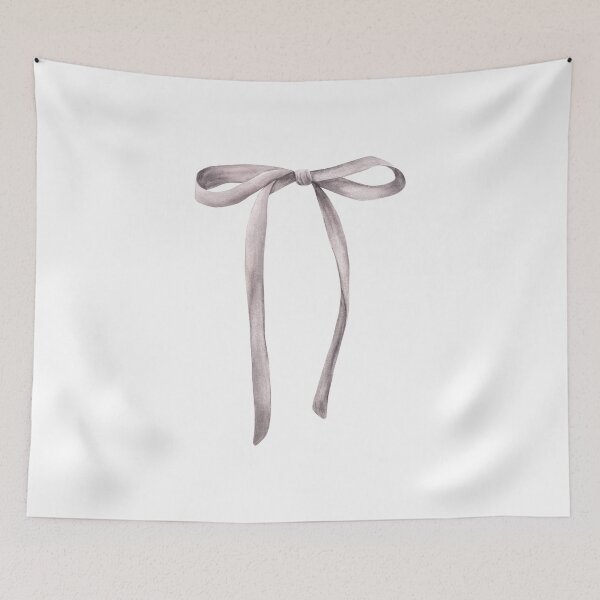Item preview, Watercolor ribbon, bow. Grey pink colour Hand drawn coquette style illustration designed and sold by BartolArt.