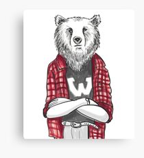 Typography slogan with bear Canvas Print