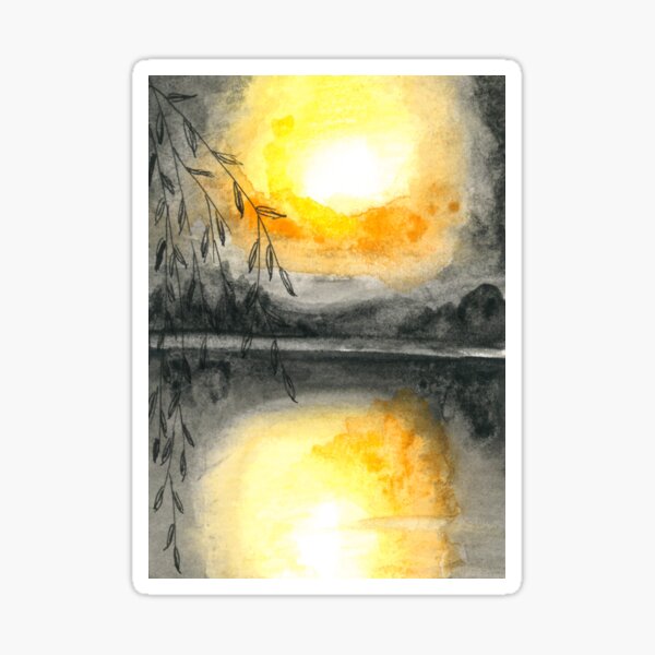 Dark Sun Watercolor Sticker