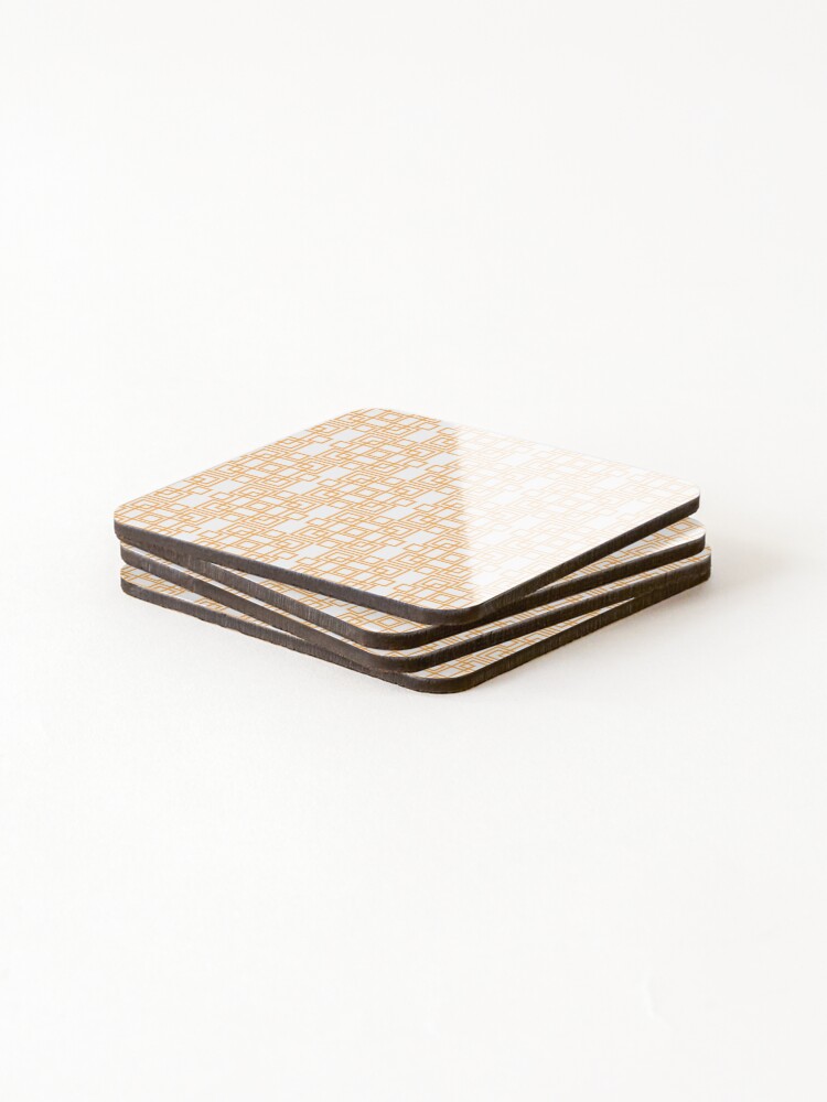 Thumbnail 4 of 5, Coasters (Set of 4), Yellow square geometric pattern designed and sold by RuthB-Design.
