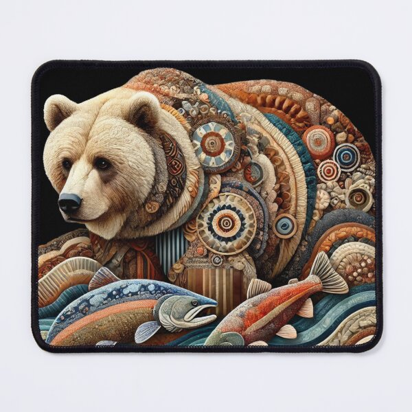 Item preview, Earth Tone Bear and Salmon Art Tee – Nature's Wild Beauty designed and sold by BlankCanvasHaHa.